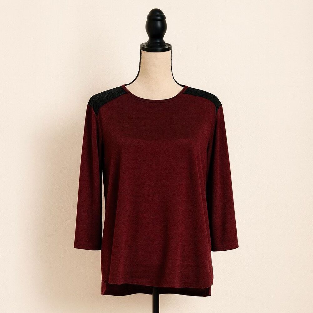 Architect Maroon Blouse with Black Lace Detail | Size MP